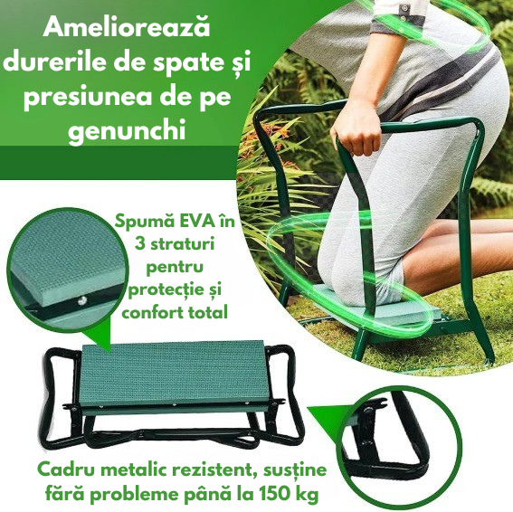Scaun & suport pentru grădină 3 în 1