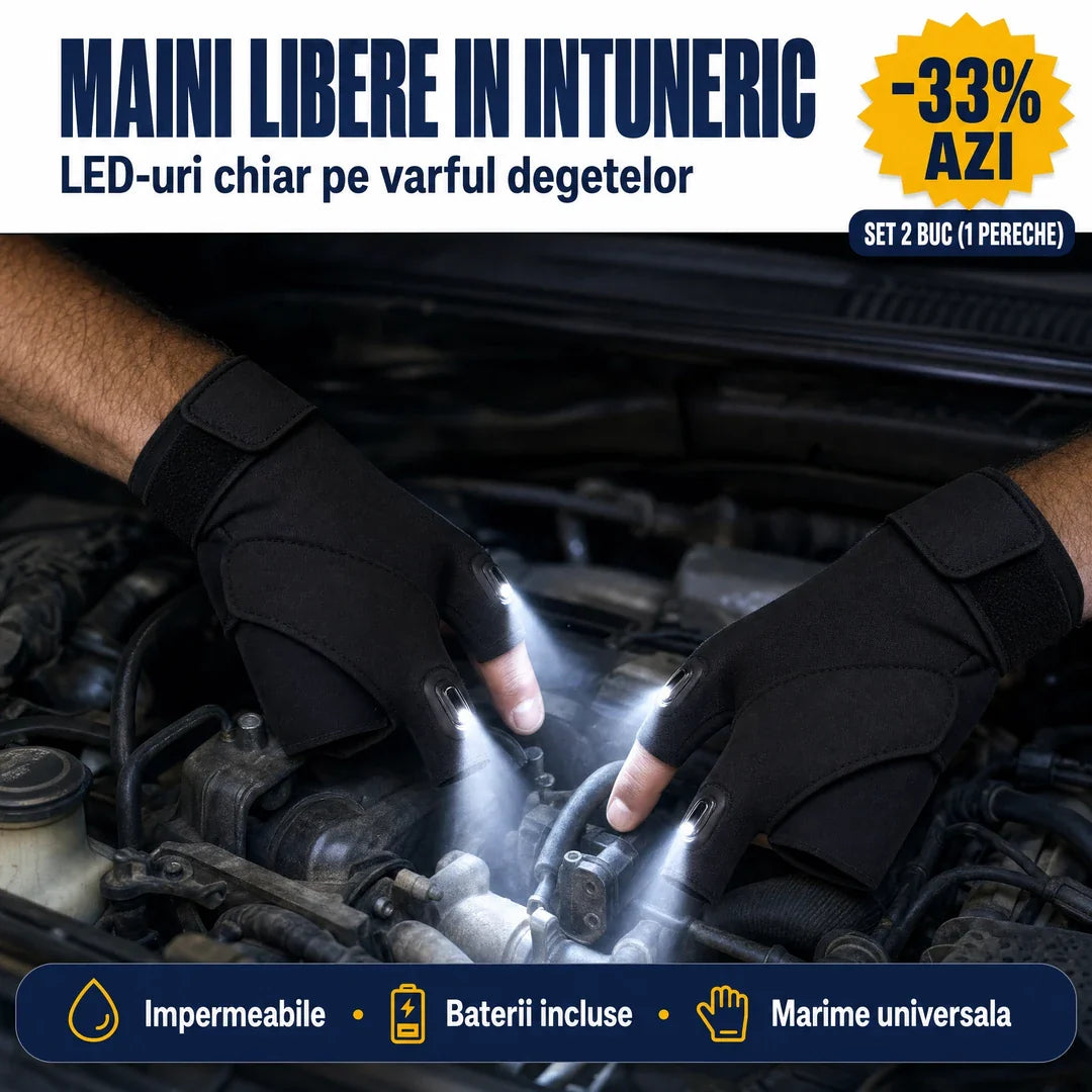 Manusi LED cu lanterna impermeabile - maini libere in intuneric