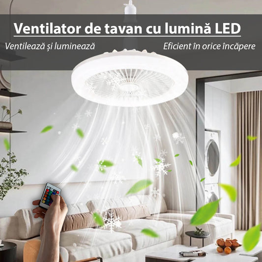 Ventilator de tavan cu lumină LED în 3 culori