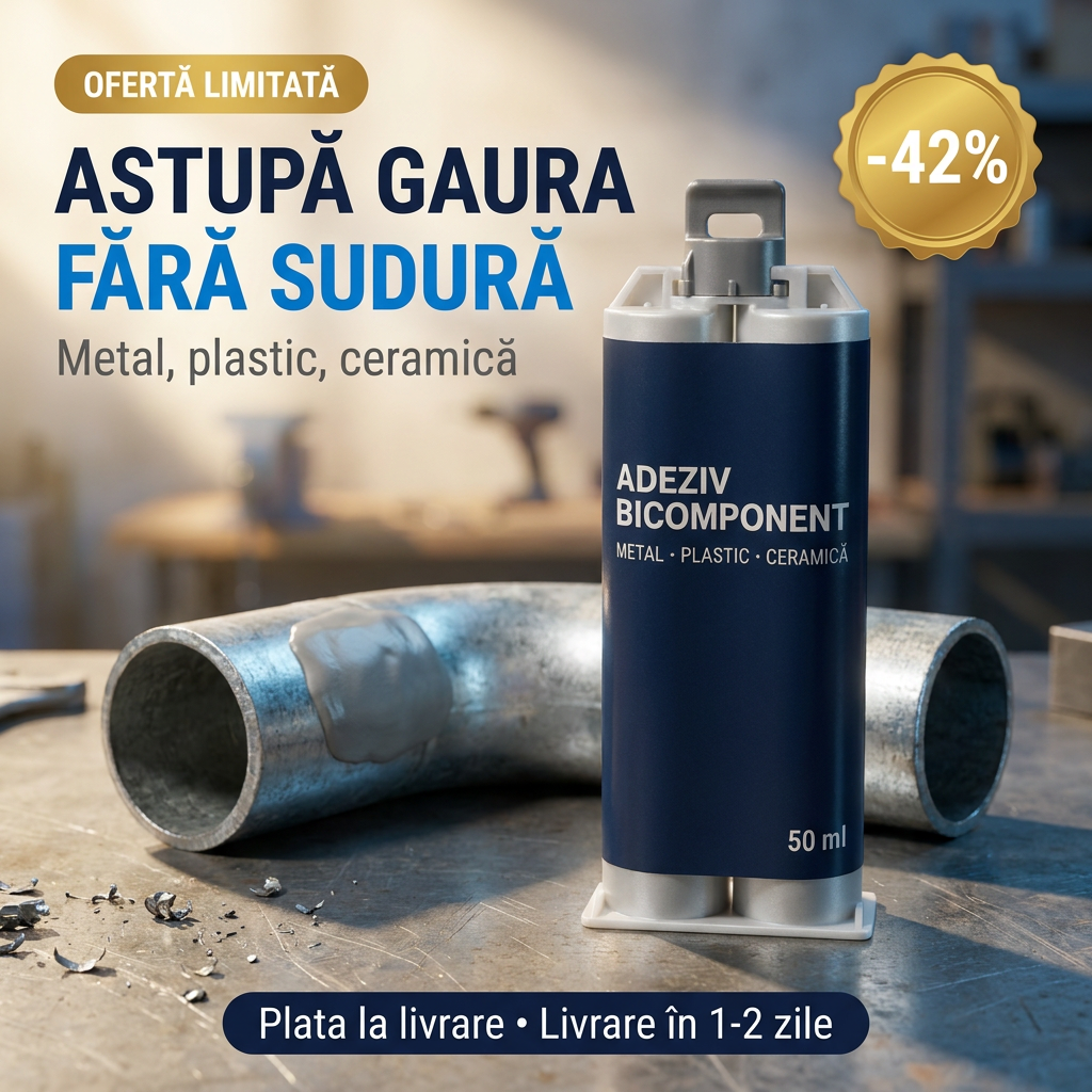 Adeziv bicomponent pentru reparat metal - astupa gaura fara sudura
