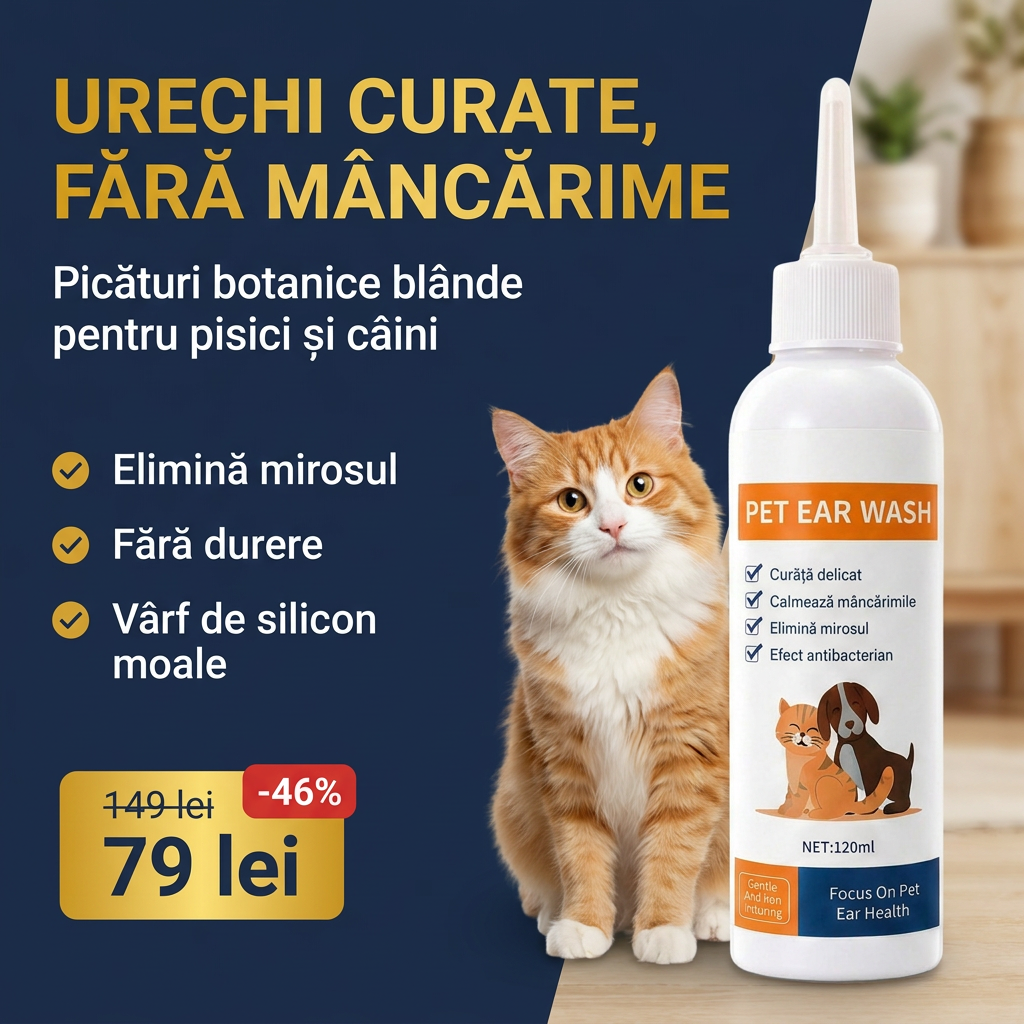 EarPure urechi curate fara mancarime pisici caini