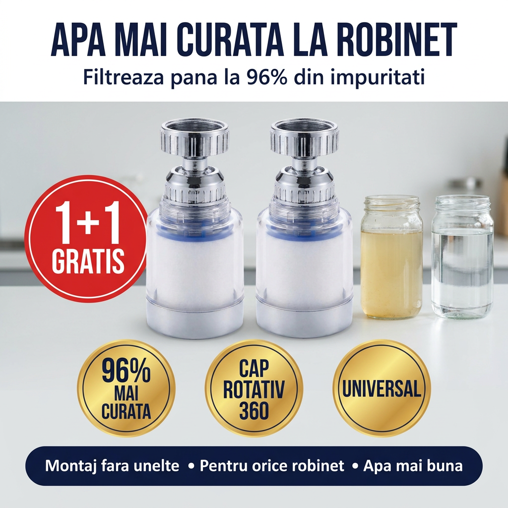 Filtru de apa - apa mai curata la robinet, 1+1 gratis