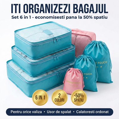 Set organizator bagaj 6 in 1 - iti organizezi bagajul