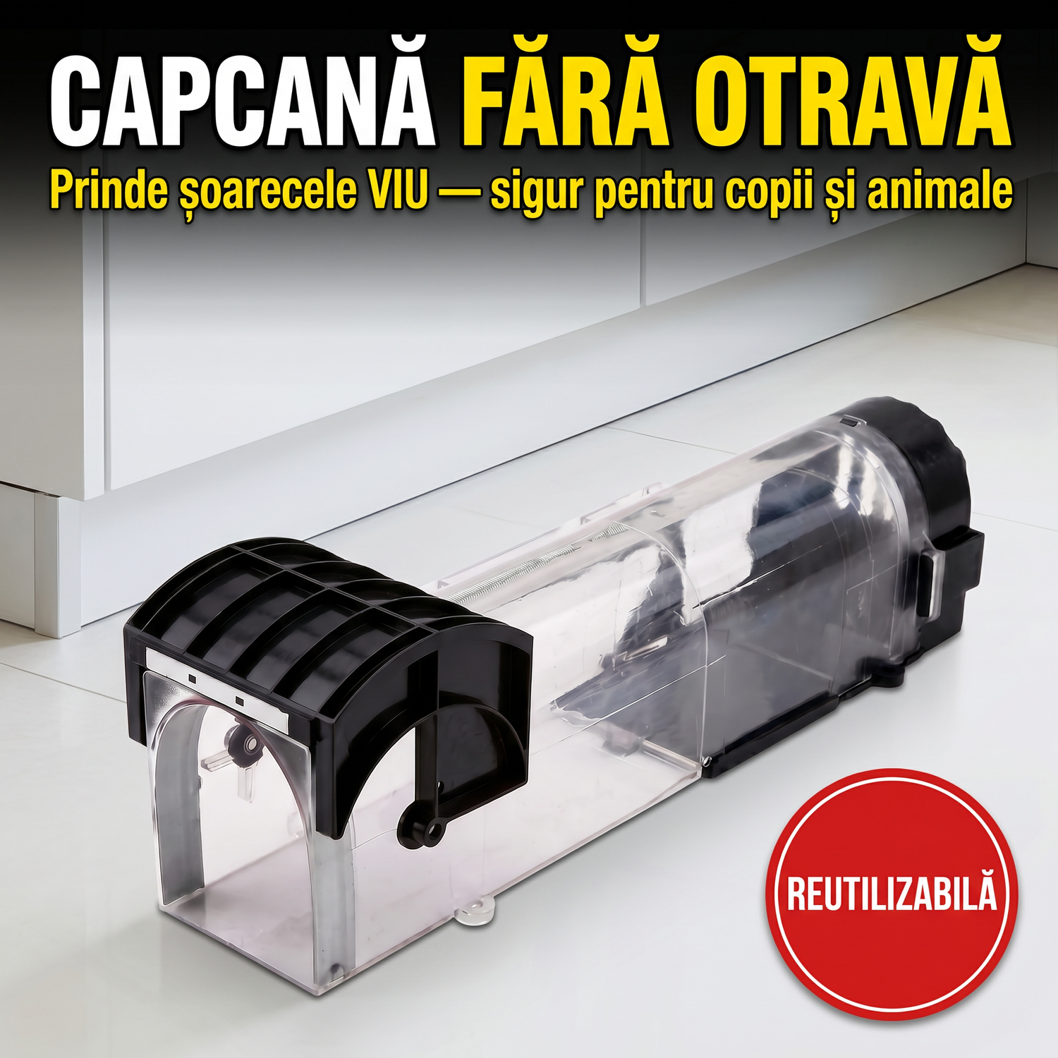 Capcana fara otrava pentru soareci - prinde viu, sigur pentru copii si animale