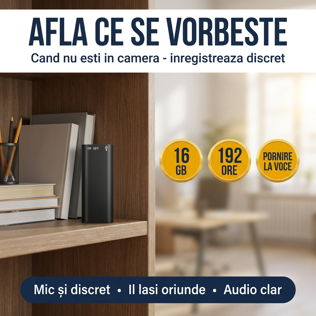 Mini reportofon - afla ce se vorbeste, inregistrare discreta