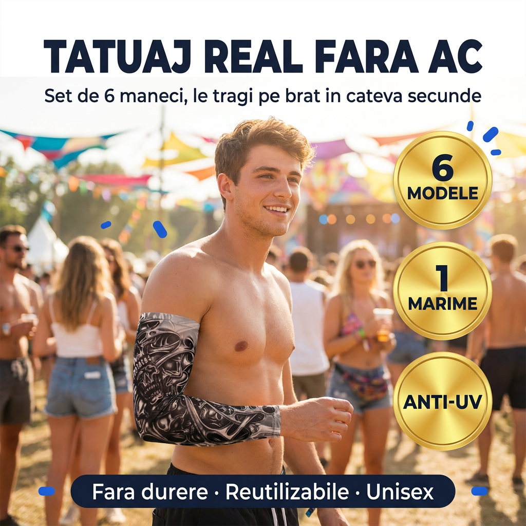 InkFlex maneca tatuaj 3D - 6 modele, 1 marime, anti-UV