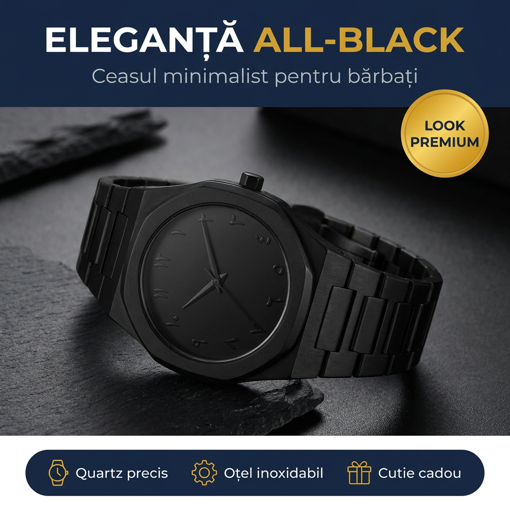 Watch Black Phantom - ceas barbatesc minimalist all-black