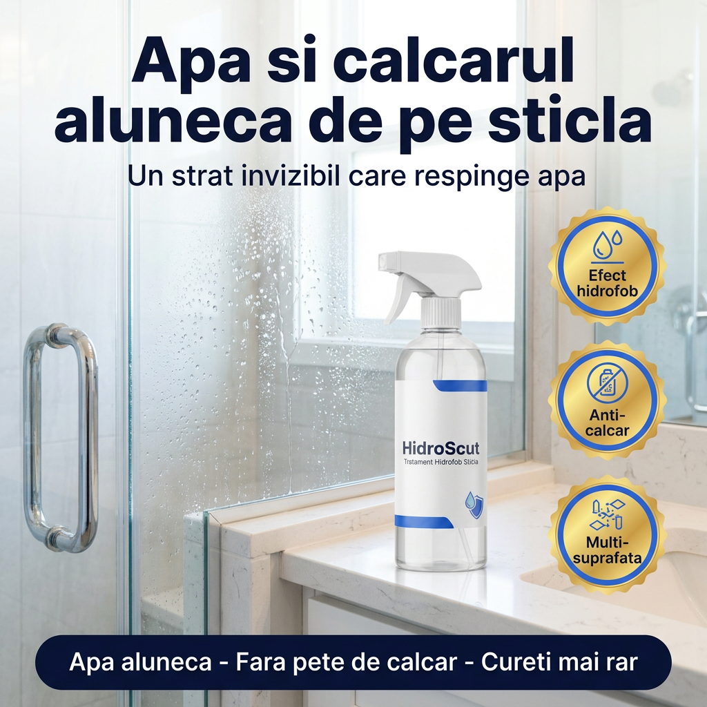 HidroScut - apa si calcarul aluneca de pe sticla