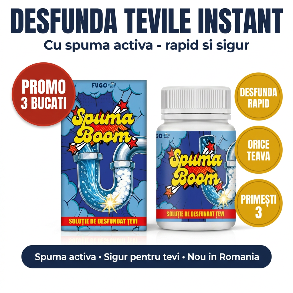 Solutie SpumaBoom - desfunda tevile, promo 3 bucati