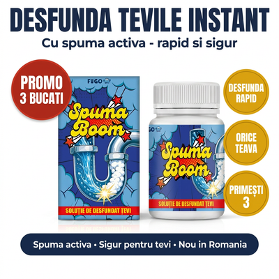 Solutie SpumaBoom - desfunda tevile, promo 3 bucati