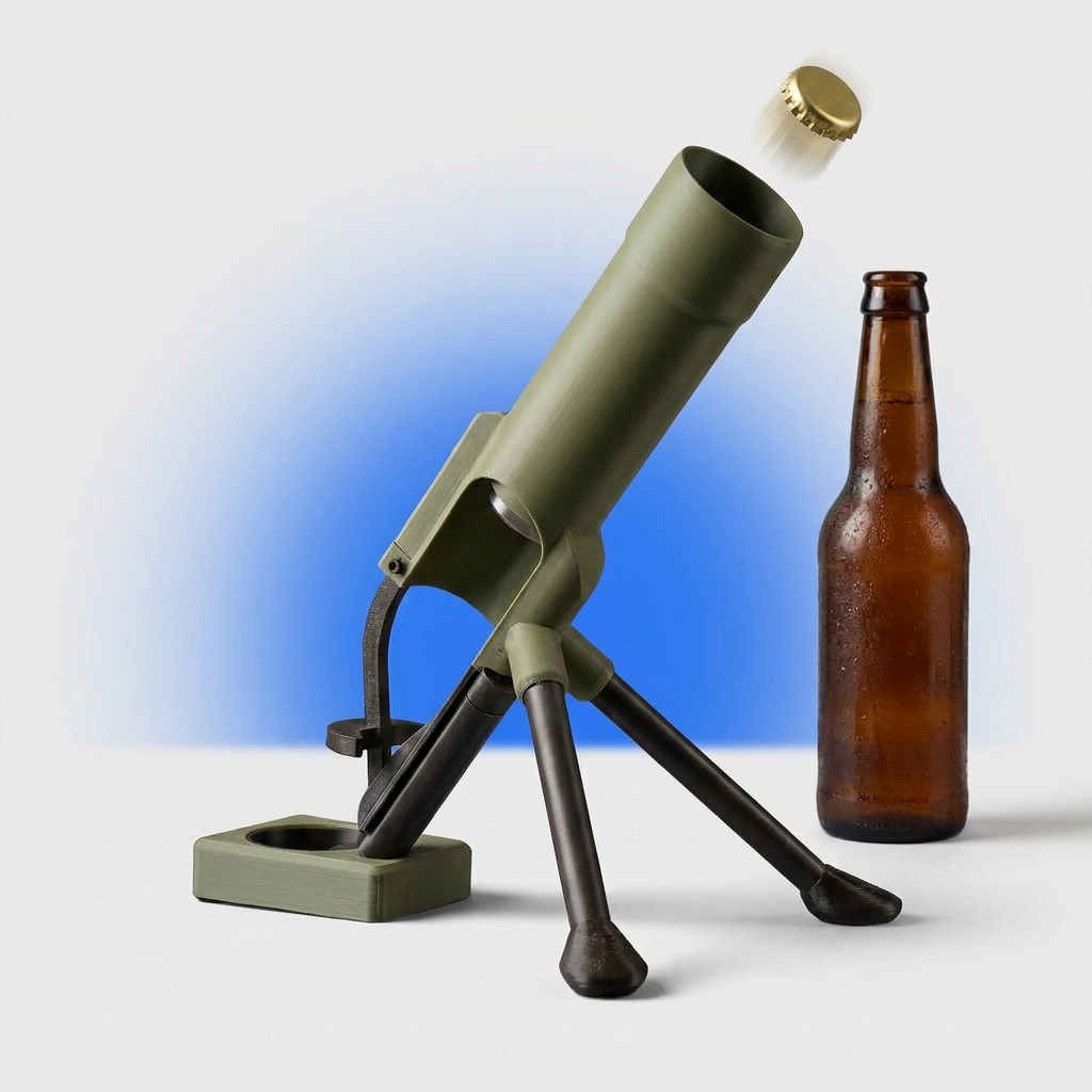 Deschizator de bere mortar cu capac lansat